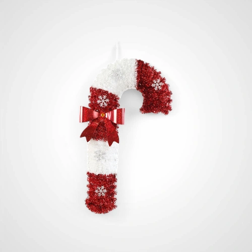 Tinsel Red & White Candycane Plaque - Avail Sept 2025