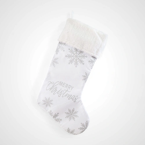 White Christmas Stocking w/Silver Snowflakes - Avail Oct 2025