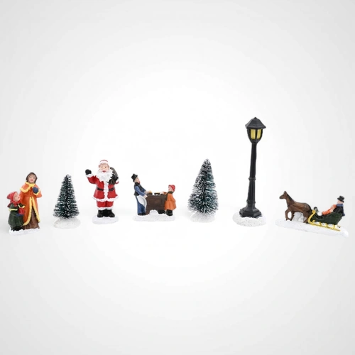 Resin Christmas Village Figurine Set C 