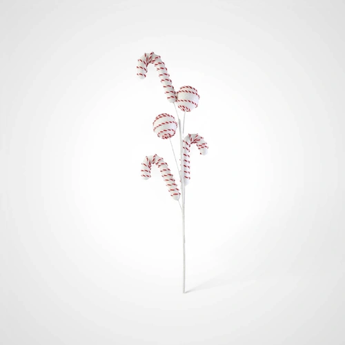 68cm White Candycane Ball Pick 