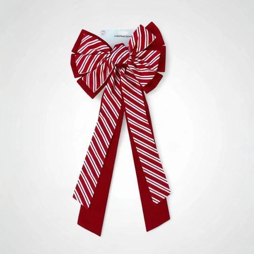 Flocked Candystriped Double Bow 