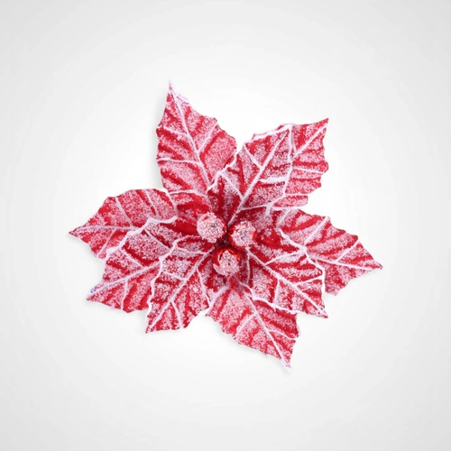 Red Snowy Berry Poinsettia Clip - Available Oct 2025