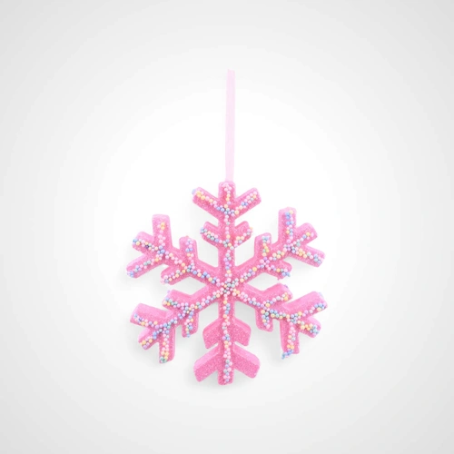19cm Hanging Pink Pastel Snowflake- Available October 2025