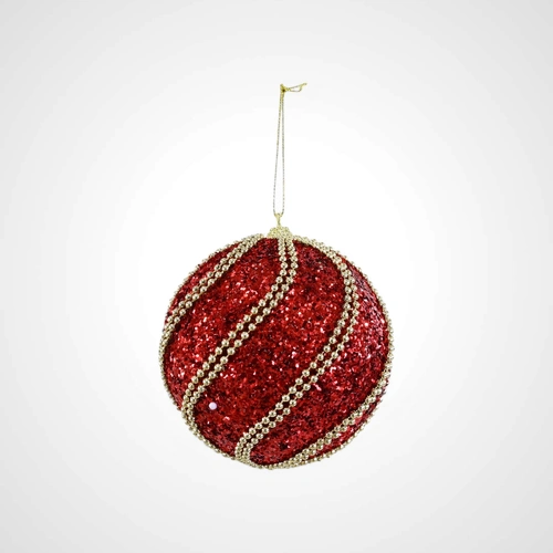 10cm Red Glitter Bead Bauble - Avail Oct 2025