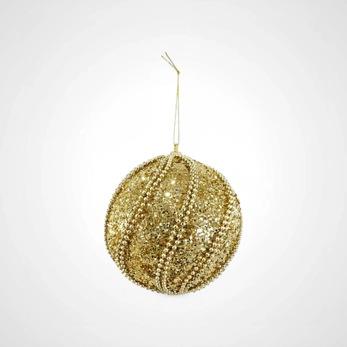 10cm Gold Glitter Bead Bauble - Avail Oct 2025