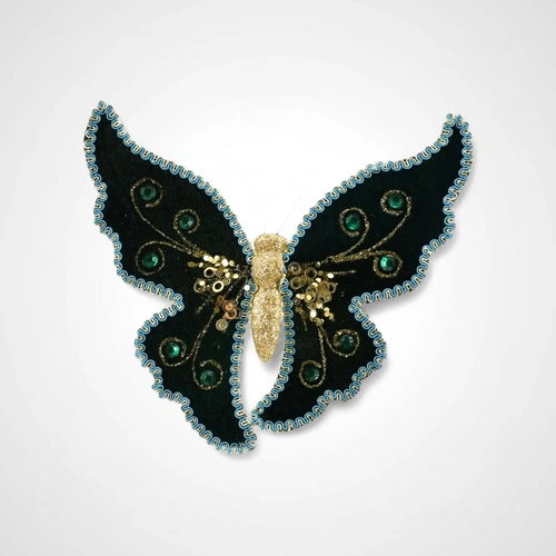 Green Velvet Sequin Butterfly Clip - Available October 2025
