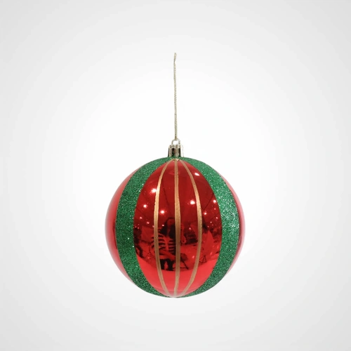 10cm Classic Red-Green Bauble A  - Available Oct 2025