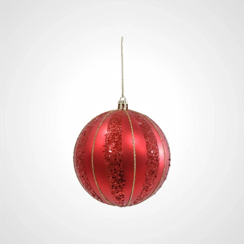 10cm Classic Red-Green Bauble B - Available Oct 2025