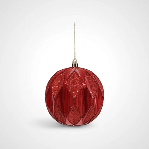 10cm Classic Red-Green Bauble D - Available Oct 2025
