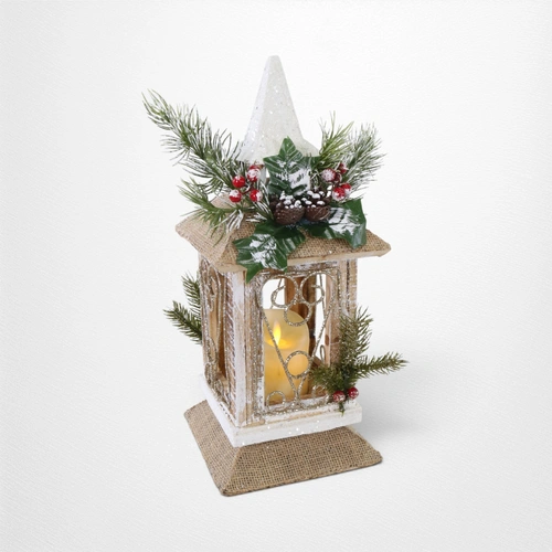 LED Snowy Table Lantern Deco
