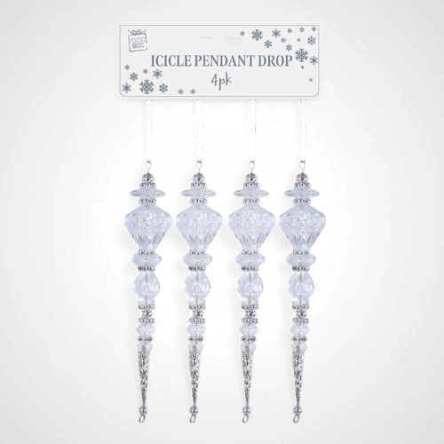 4pk 16.5cm Icicle Drop Pendant A - Avail Oct 2025