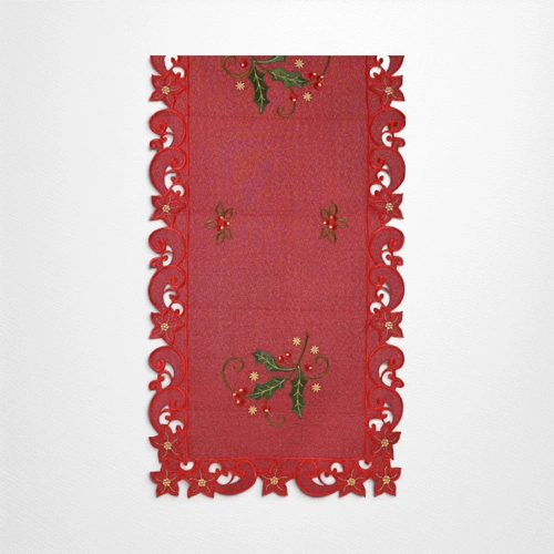 Red Poinsettia Table Runner - 173cm