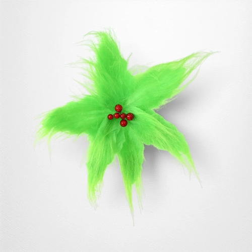 Mean Green Furry Flower Clip