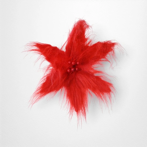 Mean Green Red Furry Flower Clip