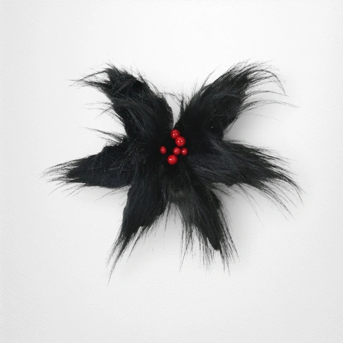 Mean Green Black Furry Flower Clip