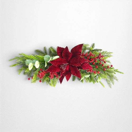Burgundy Poinsettia Table Deco