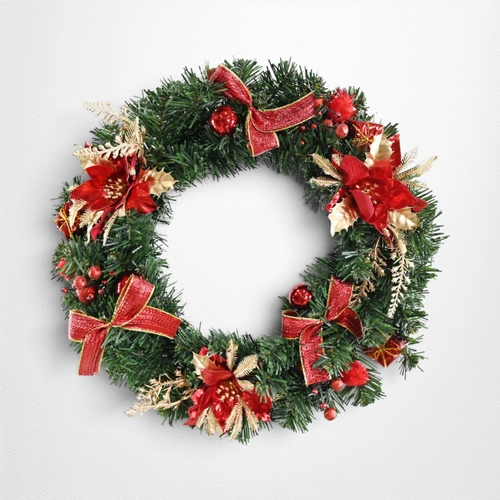 Metallic Red & Gold Wreath - 40cm
