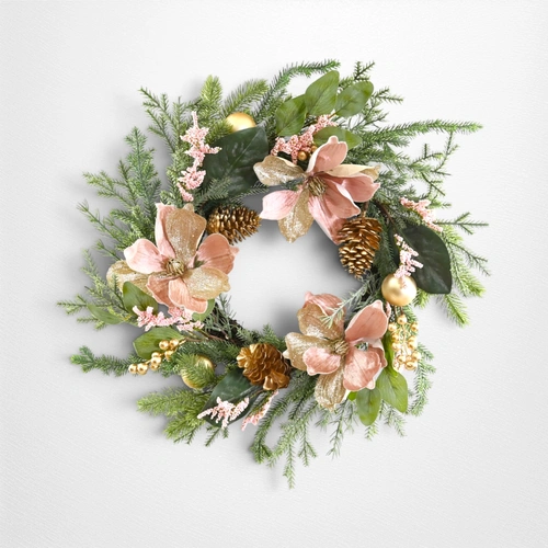 Pink Berry & Magnolia Wreath - 50cm