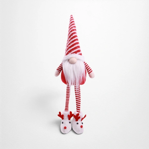 Shelf Sitter Candy Gnome w/Deer Slippers B (striped hat)
