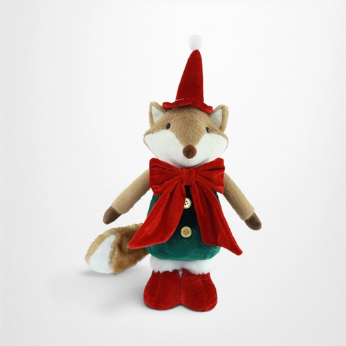 Red Deluxe Velvet Standing Christmas Fox 