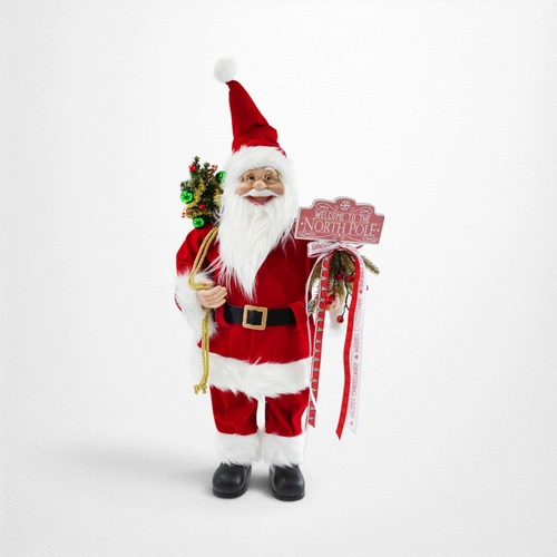 Royal Red Santa w/North Pole Sign - 60cm
