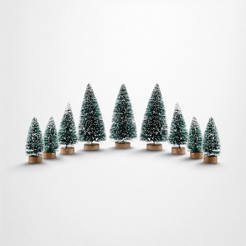 Mini Bristle Tree w/Gold Base  - Pack of 9