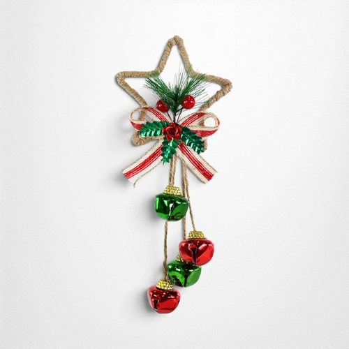Shiny Nutbell Hanger C - 23cm (Star Red/Green)