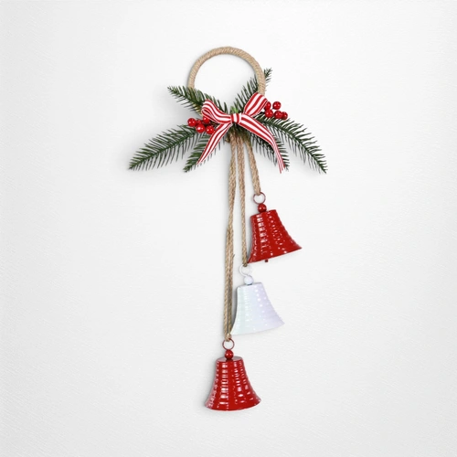 Red/White Triple Bells Hanger Berry Deco 40cm