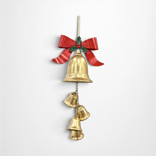 Gold Bell Hanger Red Bow
