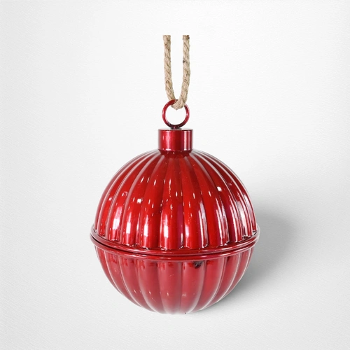 Glossy Red Ribbed Nutbell. - 20cm