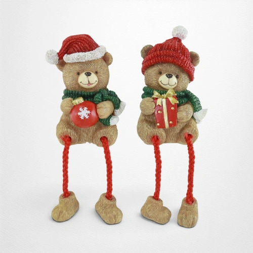 Resin Bear Shelf Sitters Deco A (Santa Hat)