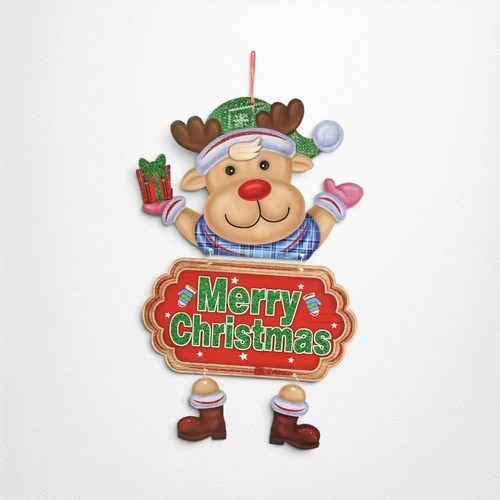 Hanging Reindeer Character Plaque (Red)