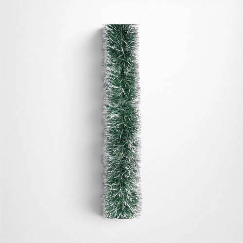 Green with Silver Metallic Tips Tinsel  - 3m