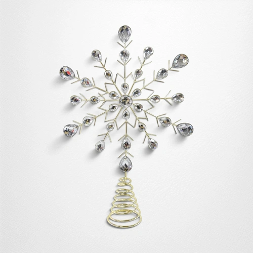 Gold Jewelled Snowflake Tree Topper  - 19cm