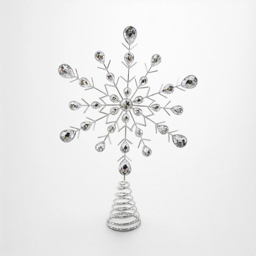 Silver Jewelled Snowflake Tree Topper  - 19cm