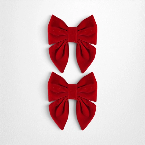 Dark Red Flocked Bow - Pack of 2