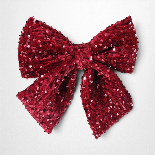 Dark Red Sequin Sparkle Bow