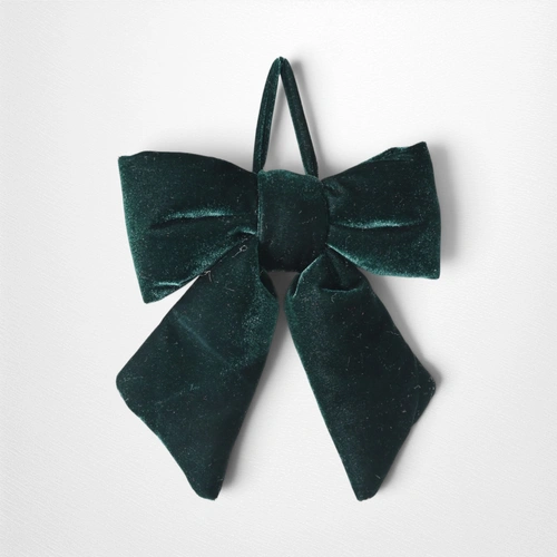 Dark Green Velveteen Puffy Bow