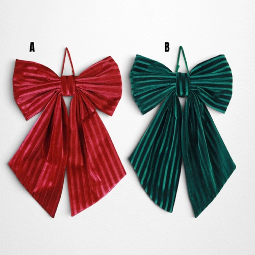 Green Rich Striped Cord Bow