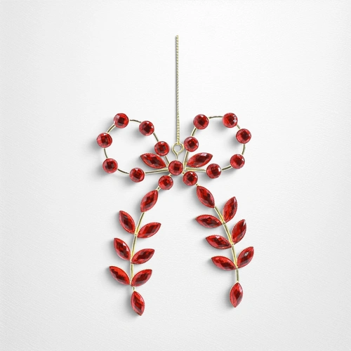 Red Crystal Hanging Leaf Bow
