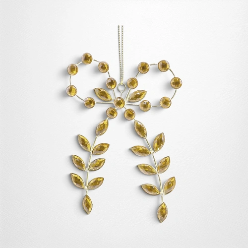 Gold Crystal Hanging Leaf Bow