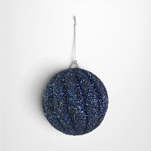 Navy Glitter Swirl Bauble- 10cm