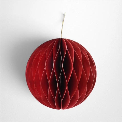 Dark Red Honeycomb Paper Bauble - 20cm