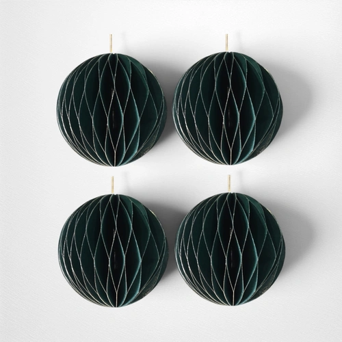 Dark Green Honeycomb Paper Bauble - 8cm - Pack of 4