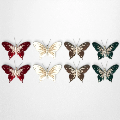 2pk Ivory Velvet Butterfly Clip