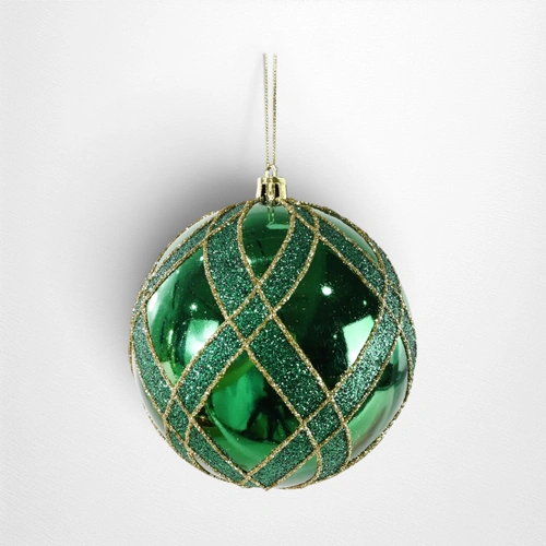 Green Glitter Lattice Bauble- 10cm