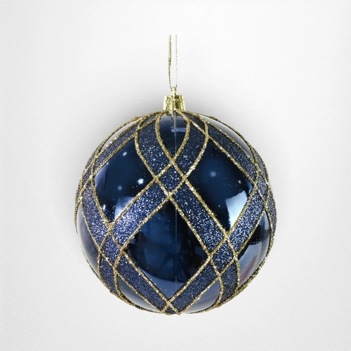 Blue Glitter Lattice Bauble- 10cm