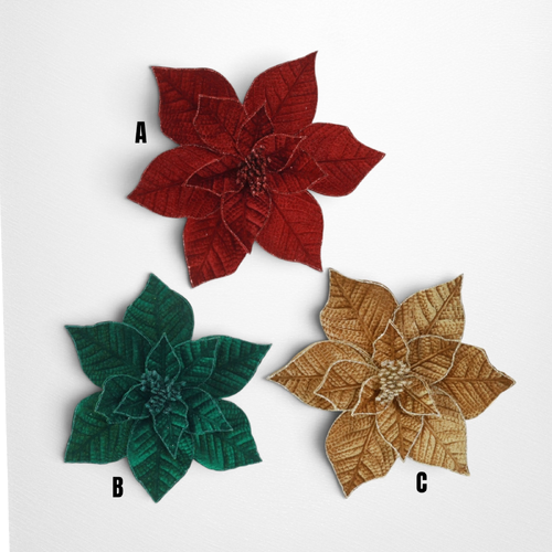 Gold Elegant Embossed Poinsettia Clip