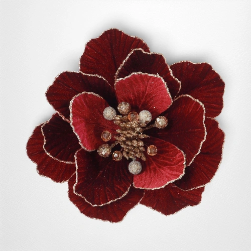 Burgundy Deluxe Jewel Magnolia Clip