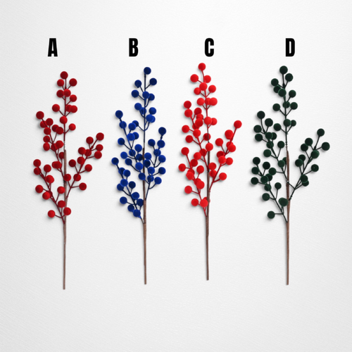 Green Heritage Flocked Berry Spray - 43cm